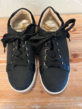 Sam Edelman Black Glitter Girl’s Lace-Up Sneakers
